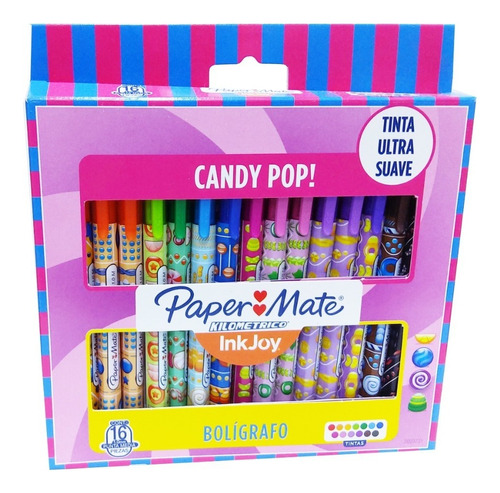 Boligrafos Paper Mate Candy Pop Con 16 Piezas Color De La Tinta Multicolor Color Del Exterior Varios