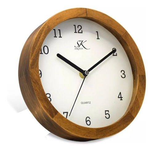 Reloj Pared Madera Siklos 20cm Silencioso Relojesymas 