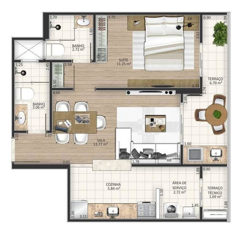 Imagem 5 de 11 de Apartamento, 1 Dorms Com 64.13 M² - Aviação - Praia Grande - Ref.: Arj279 - Arj279