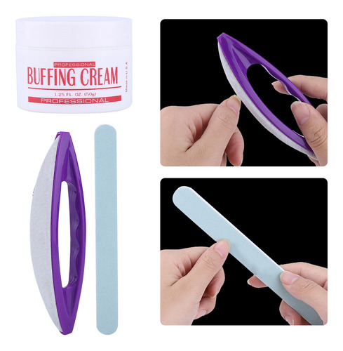 Juego De 3 Limas De Uñas Para Pulir Arte, Crema, Pulidora Y