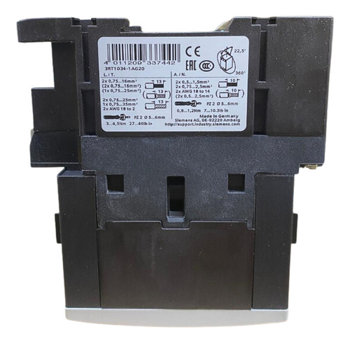 Contator Siemens 3rt1034-1ag20 32a 110/127v 50/60hz 127v