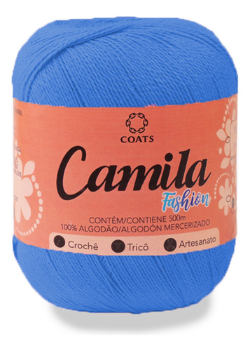 Linha Camila Fashion - 100% Algodão - Crochê Tricô 150g 500m Cor 01089 - Azul