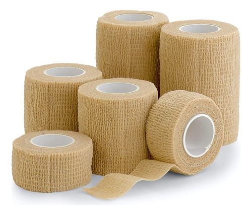 6 Pack, Self Adherent Cohesive Tape - 1 2 3 X 5 Yards Com