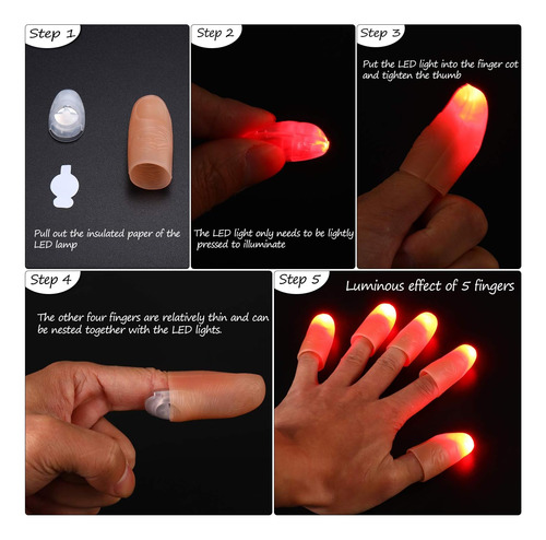 Mudder 10 Piezas Led Luces De Dedo Trucos Dedo Luz Pulgares