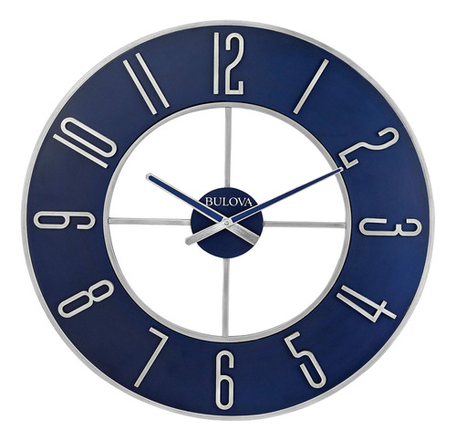 Reloj De Pared Bulova De Acero De Gran Tamaño, 27, Plateado