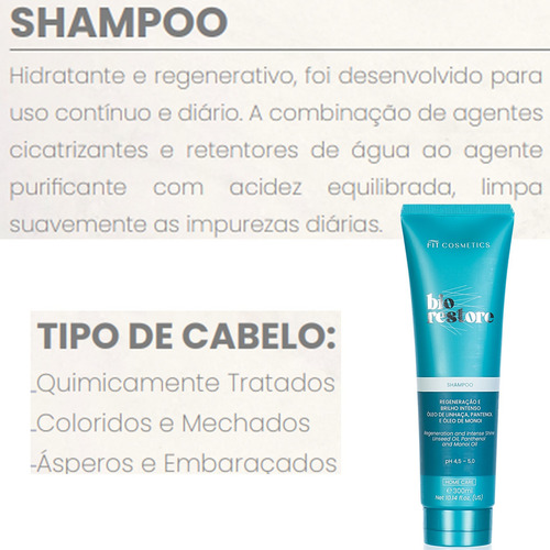 Bio Restore Reconstrutor Imediato Shampoo + Mascara Home Care Fit Cosmetics