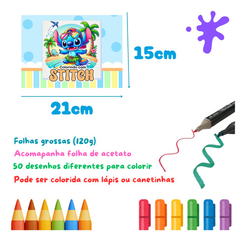 Livro De Colorir Stitch Estilo Bobbie Goods 50 Folhas A5 Coloring Book Filme