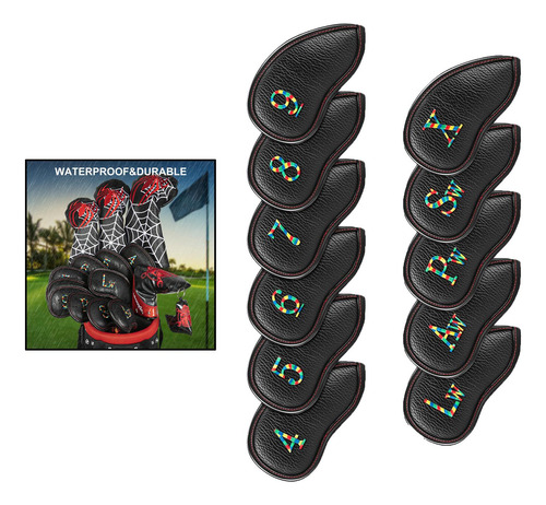 11 Piezas De Cuero Pu Palos De Golf De Hierro Cabezas