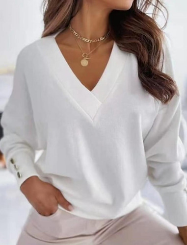 Sweaters De Lanilla Importada Con Tachas Escote En V