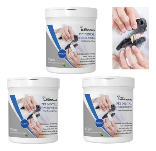 3 Toallitas Húmedas Para Dientes Y Dedos De Mascotas Para Li