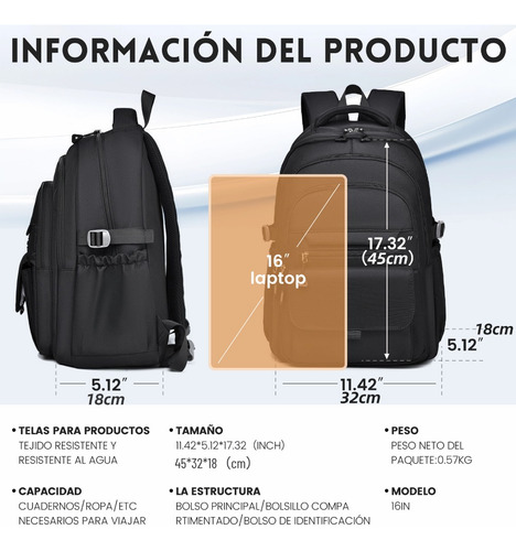 Mochila Escolar, Deportiva, Gym y Viaje Backpack Unisex gran capacidad 30L para Laptop 15.6in Oxford Impermeable Multiuso Unisex Mochila con Bolsillo Antirrobo y 11 Compartimentos Color blanco