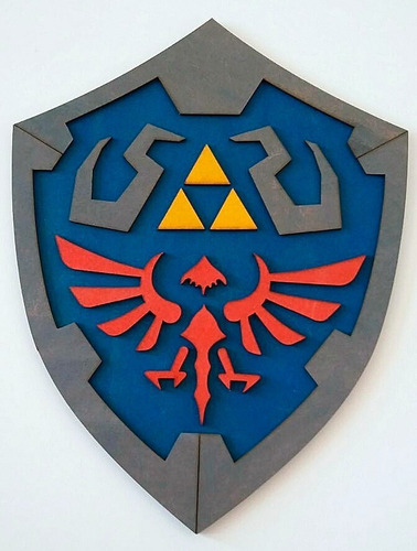 Quadro Zelda Escudo Em Relevo, Decoração, Gamer, Bar