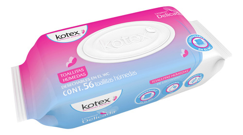 Toallas Higiene Intima Kotex Limpieza Delicada 56 Pza