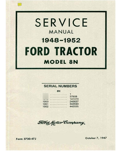 1948 1949 1950 1951 1952  8n Tractor Manual De Taller