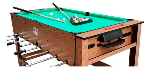 Mesa De Billar Multijuegos 2 En 1 Futbolito Accesorios Works Paño Verde
