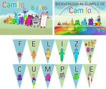 Comprar Kit Decoracion Cumpleaños 2 Carteles Y Banderin Numberblocks