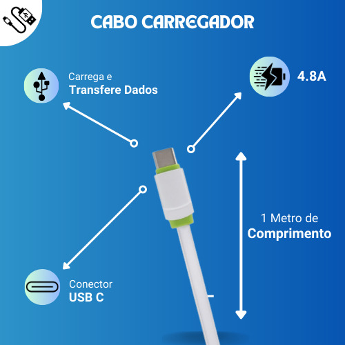 Cabo Carregador Turbo Para Redmi A3 / Note 14 / Note 13