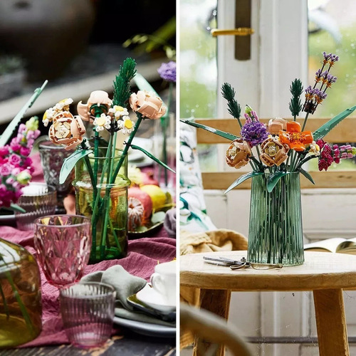 Blocos De Construção Buquê Flores De Ícones Bouquet Quantidade De Peças 822