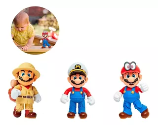 Super Mario Odyssey Set De 3 Figuras Articuladas 10 Cm