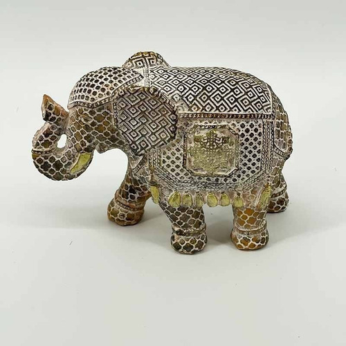                Elefante 11cm Mosaico Cafe Blanco Resina