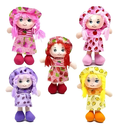 Muñeca De Trapo Suave Kawaii 35cm Con Sombrero Y Falda