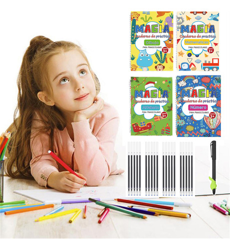 4 Cuadernos De Caligrafía Reutilizables Español+20 Repuestos