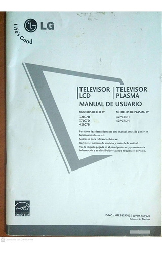 Tv Plasma LG 37lcd-uk Para Repuestos (Usado)