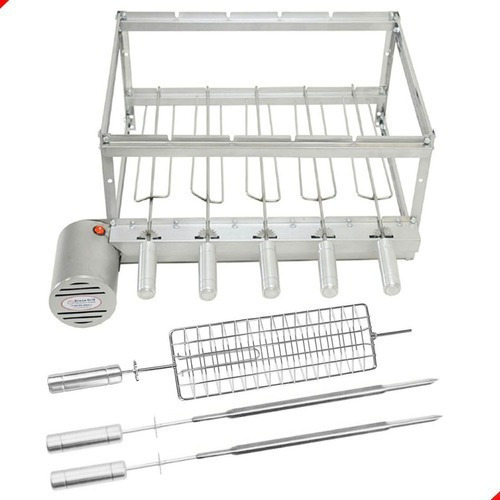 Kit Inox Giratorio Churrasqueira 5 Espetos - Brasa Grill Cor Esquerdo 127/220v Bi Volts