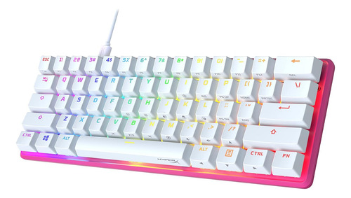 Teclado Mecânico Hyperx, De 60%, Rgb, Switch Rojo, Rosa