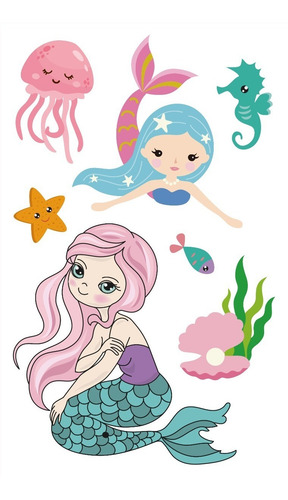 Imagen 3 de 10 de Tatuajes Temporales Tattoo Sirena X10 Planchas Souvenir