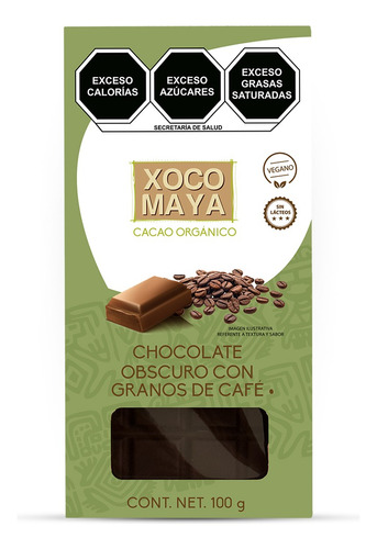 Barra De Chocolate Oscuro Con Granos De Café Xoco Maya