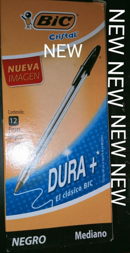 Pluma Bic  Cristal Punto Mediano Dura + Color Negro