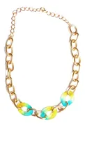 Comprar Collar Cadena Gruesa Y Eslabones Tornasolados En Tendencia