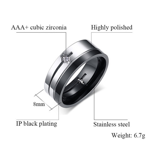 Anillo Elegante De Acero Para Bodas- Compromisos.