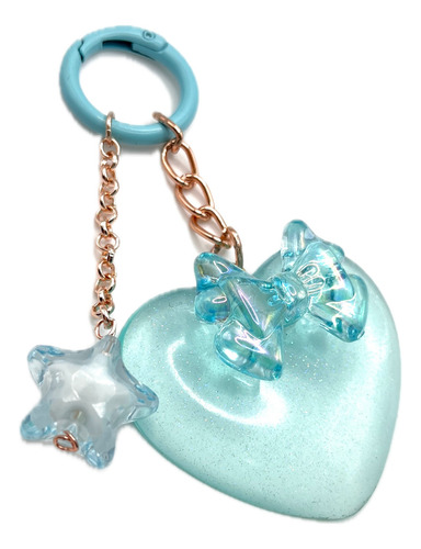 Llavero Coquette Kawaii Pastel Corazón Varios Con Brillos