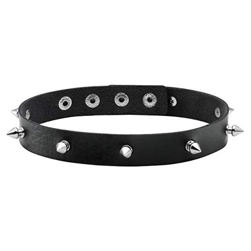 Manfnee Punk Gótico Spike Remache Collar Metal Tachonado Vin