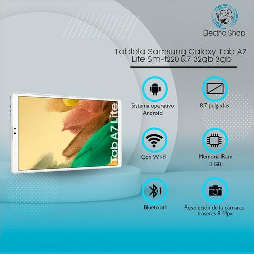 Imagen 9 de 12 de Tablet Samsung Galaxy Tab A A7 Lite SM-T220 8.7" 32GB plateada y 3GB de memoria RAM