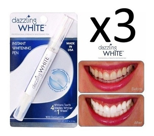 Lapiz Con Gel X3 Blanqueador Dientes  Instantaneo White Pen