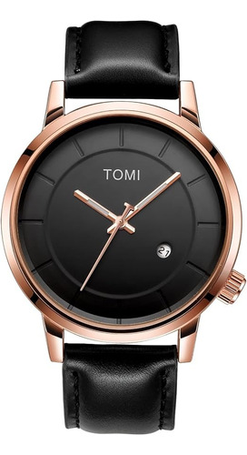 Reloj Formal Tomi Cuero Empresarial + Caja De Metal 