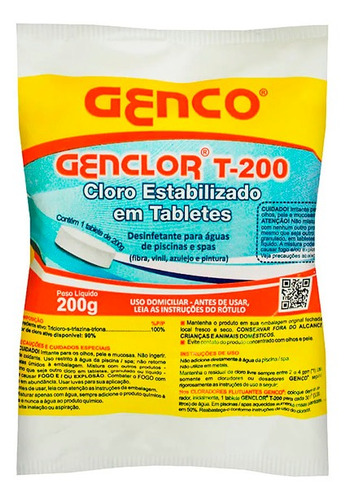 Imagem 1 de 2 de Pastilha Tabletes Cloro Estabilizado Genclor T-200