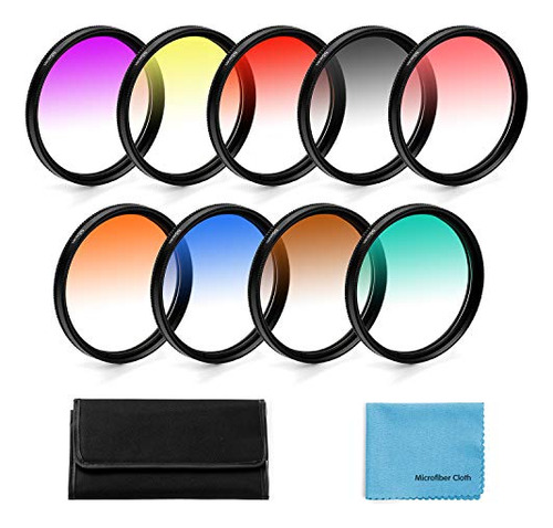 Kit De Filtros De Color Graduados 58mm 9 Piezas Para