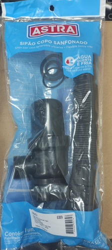 2 Sifao Copo Universal Sanfonado Astra Preto P/ Banheiros