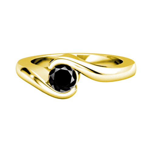 Anillo Oro 14k Certificado Diamante Negro Swarovski M Sol