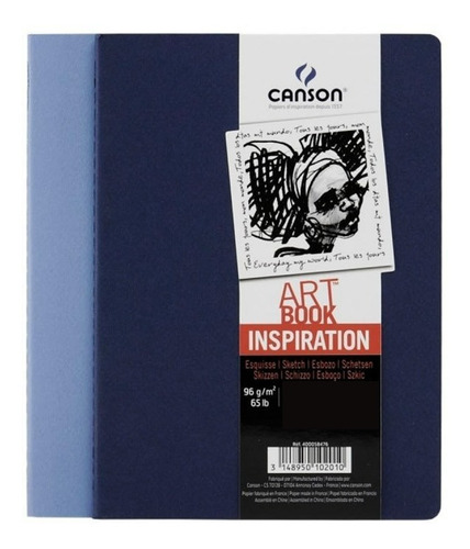 Pack 2 Croquera Libreta Canson A6 10x15 Cms 90 Grs. Color AZUL/CELESTE