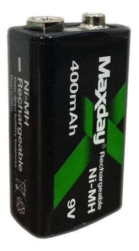 Imagem 1 de 3 de Bateria Recarregável Maxday 9v 400mah Ni-mh 1000 Ciclos