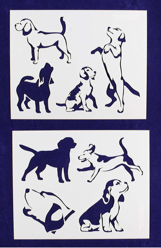 Perro Beagle Stencils-mylar 2 Pieza 14 Mil 8  X 10  