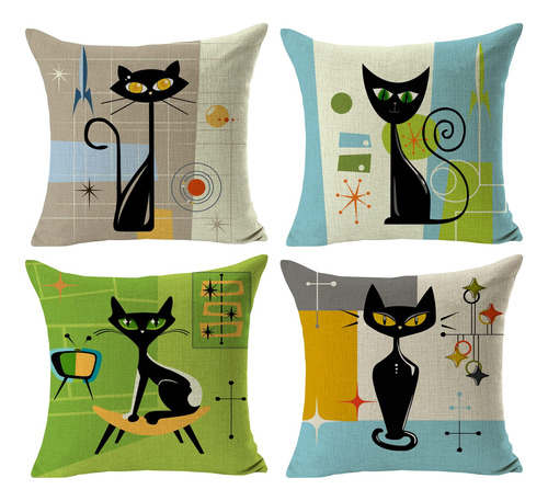 Linsanoi1 Fundas De Almohada Decorativas De Gato De 18 X 18.