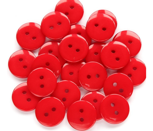 Botones Rojos Ganssia, 200 Unidades, 5/8 Pulgadas (15 Mm), 2