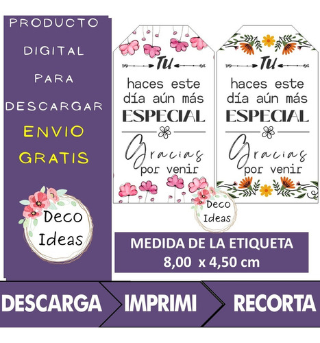 Imagen 4 de 5 de Kit Imprimible 08 Para Emprendedores 36 Etiquetas A Color
