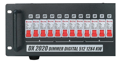 Rack Dimmer Dmx 12 Canais / 4000w Por Canal Linha Prof Nfe